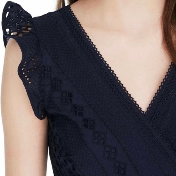 J. Crew Navy Eyelet Wrap Midi Dress - Picture 5 of 6